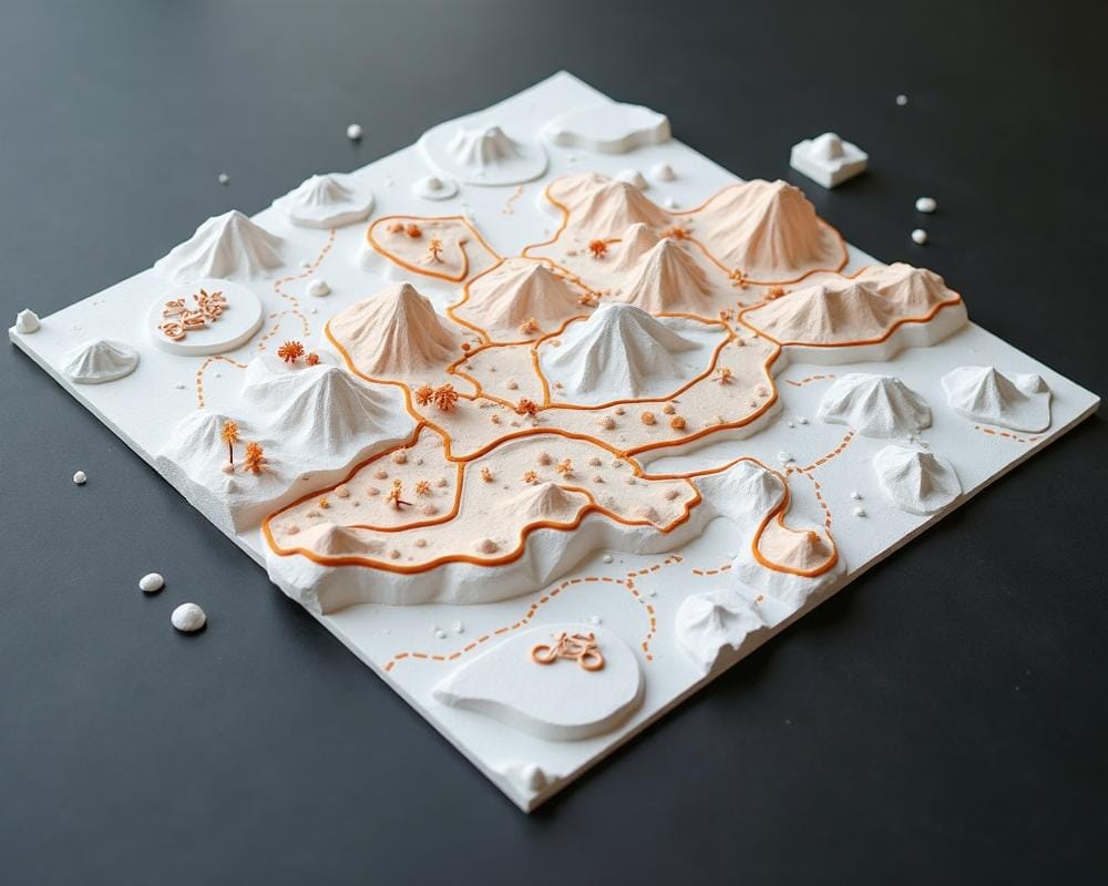 3D-printed terrain map with detailed topography
