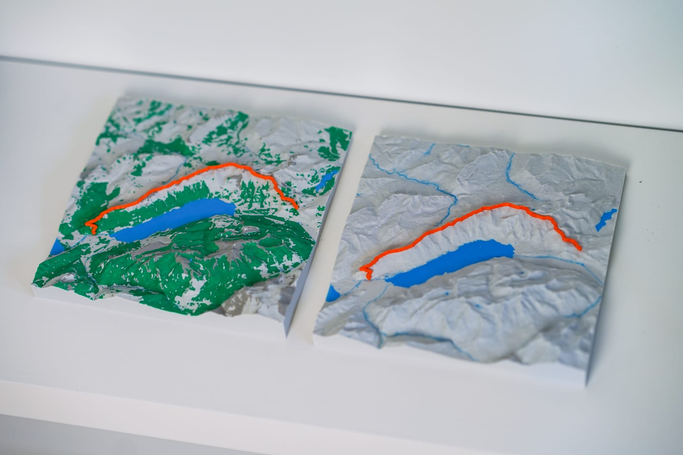 Two unframed terrain tiles side by side, showing the full-terrain and quiet relief directions.